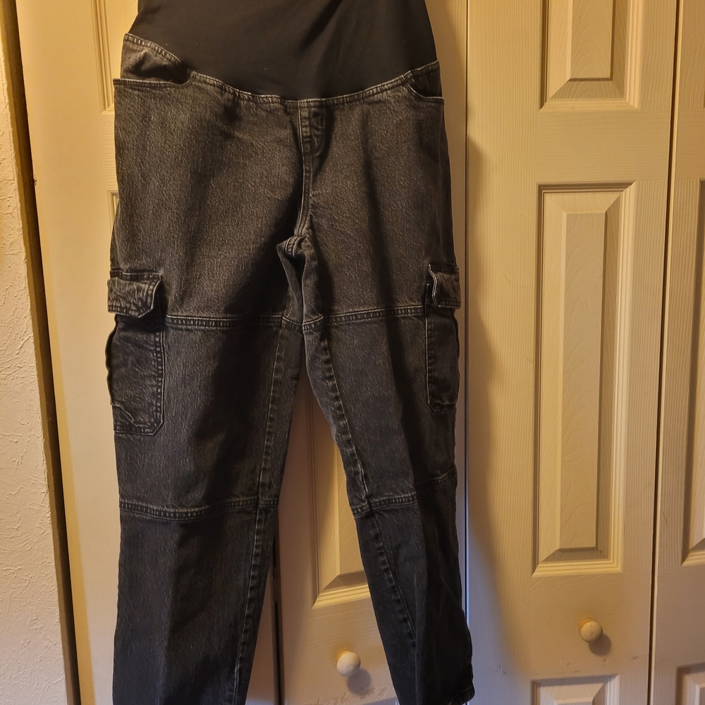 isabel By ingrid+isabel Black Denim Size 12 Maternity Cargo Pants